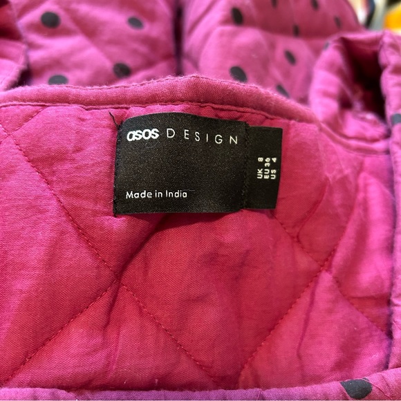 Asos Quilted Raspberry Polka Dot Babydoll Dress, US 4 - Picture 11 of 13